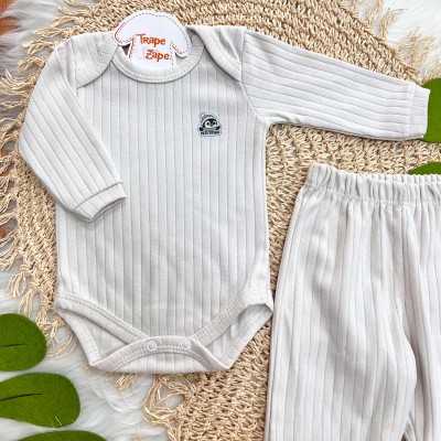 Conj. Body m/longa e Calça canelada - Areia